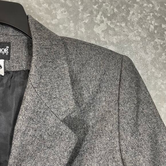 Sag Harbor Petite Women's Gray Academia Blazer Elbow Patches - Size 8P - Wool - Picture 2 of 7